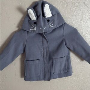 Cat & Jack Toddler Girls 2T Gray Jacket Bunny Ears Tail Spring Easter